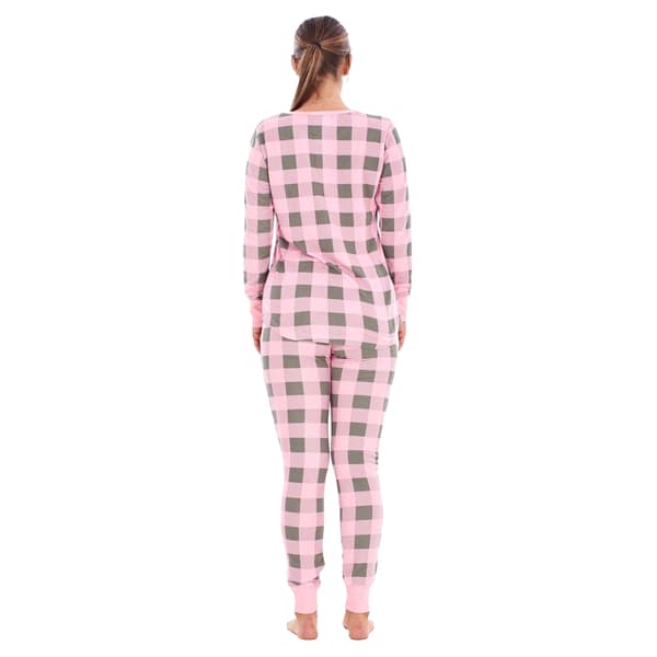 Keanu Dam Buffalo Check Termisk Lång Pyjamas Set S Pin Pink/Grey S