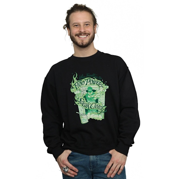 Harry Potter Floo Powder Sweatshirt för män, XL, svart Black XL