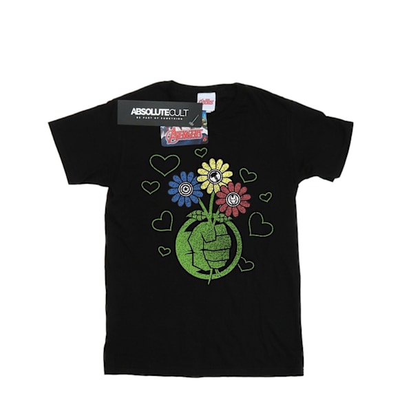 Marvel Dam/Kvinnor Hulk Flower Fist Bomull Boyfriend T-Shirt Black L