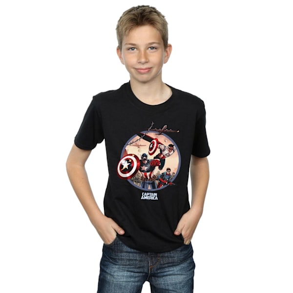 Marvel Boys Captain America och Falcon i strid T-shirt 3-4 år Black 3-4 Years