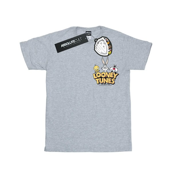 Looney Tunes herrgrupp falsk ficka T-shirt S Sports Grey Sports Grey S