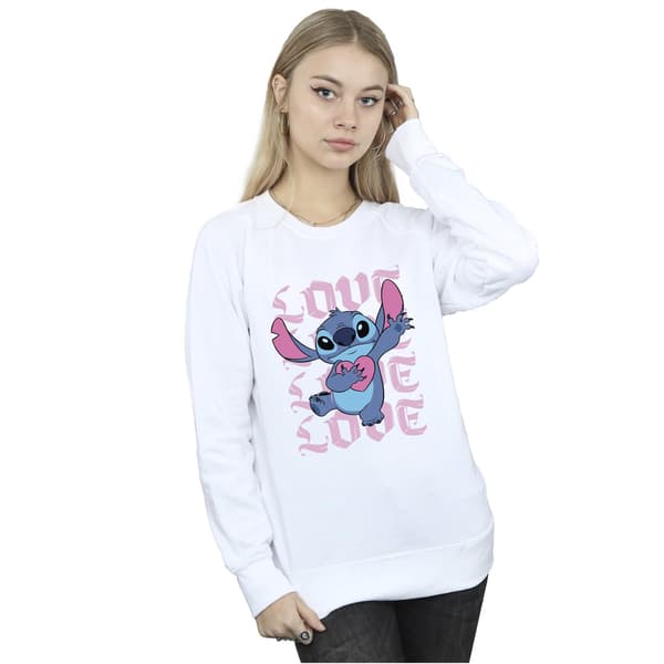 Lilo & Stitch Dam/Kvinnor Alla Hjärtans Dag Kärlek Stitch Sweatshirt M White M