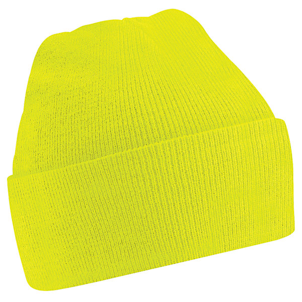 Beechfield Soft Feel Stickad Vintermössa En Storlek Fluorescerande Gul Fluorescent Yellow One Size