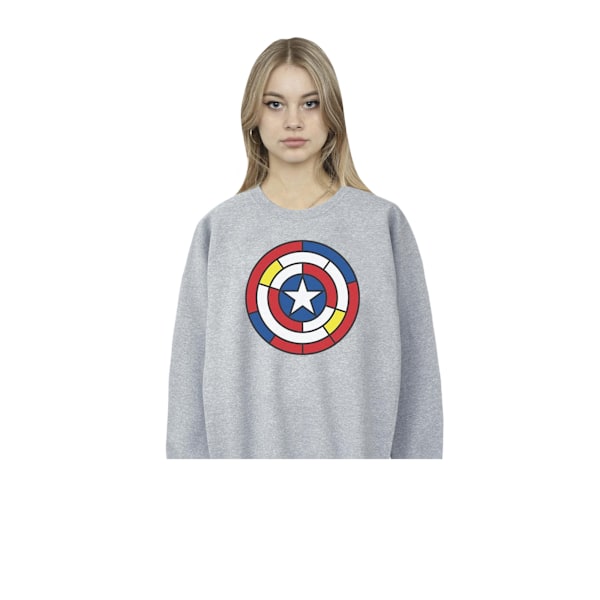 Marvel Dam/Kvinnor Captain America Glasmålning Sköld Sweatshirt Sports Grey S