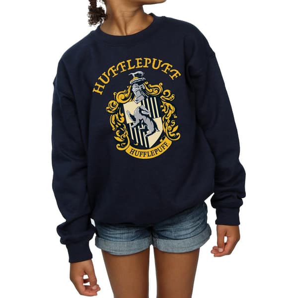Harry Potter Flickor Hufflepuff Bomullströja 9-11 År Marinblå Navy Blue 9-11 Years
