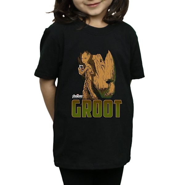 Marvel Girls Avengers Infinity War Groot Character Bomull T-shirt Black 9-11 Years