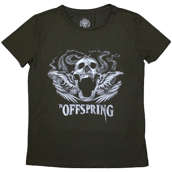 The Offspring Dam/Kvinna Fjädervingad Skalle T-shirt L Grön Green L