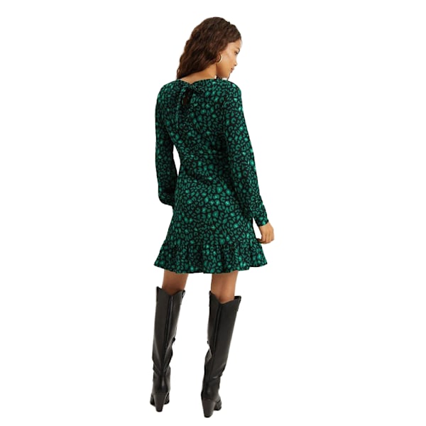 Dorothy Perkins Dam/Kvinnor Leopardmönstrad Volangkant Petite Miniklänning Green 8 UK