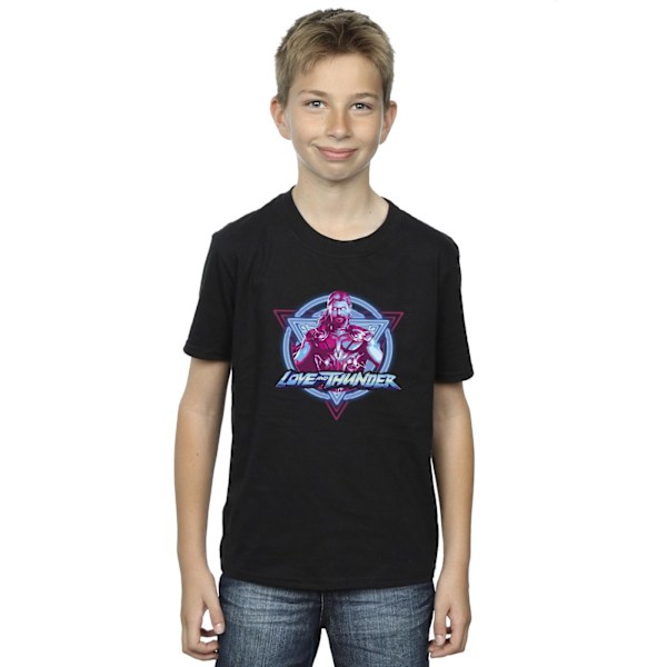 Marvel Boys Thor Love And Thunder Neon Badge T-Shirt 7-8 år Black 7-8 Years