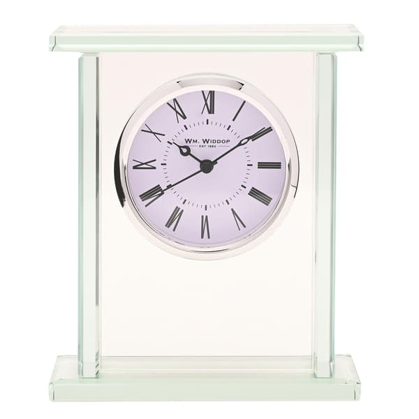 Wm.Widdop Glas Silver Bezel Mantelklocka En Storlek Klar Clear One Size