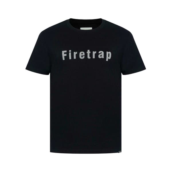 Firetrap Herr Logotyp T-shirt i Bomull M Svart Black M
