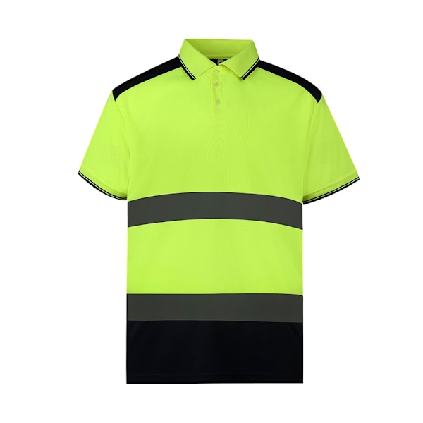 Yoko Vuxen Unisex Tvåfärgad Kortärmad Poloskjorta 3XL Gul/ Yellow/Navy 3XL