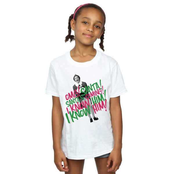 Elf Girls Santa´s Coming Bomull T-shirt 5-6 år Vit White 5-6 Years