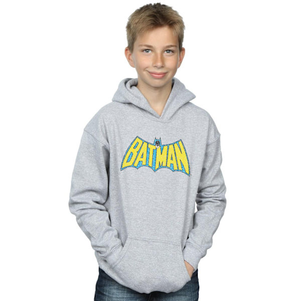 DC Comics Boys Batman Crackle Logo Hoodie 12-13 år Sports Grå Sports Grey 12-13 Years