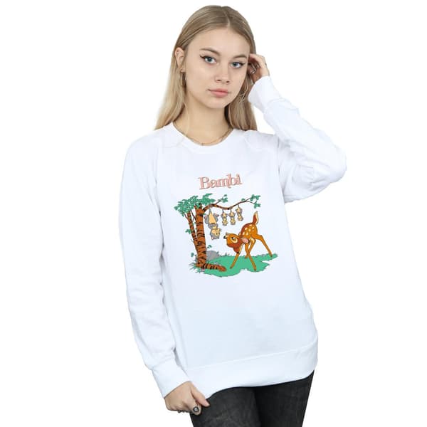 Disney Dam/Damer Bambi Tilted Up Sweatshirt S Vit White S