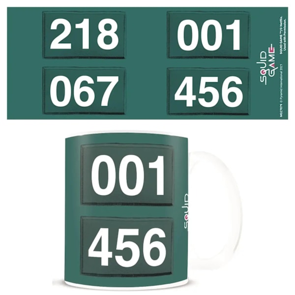 Squid Game Numbers Keramikmugg En Storlek Grön/Vit Green/White One Size