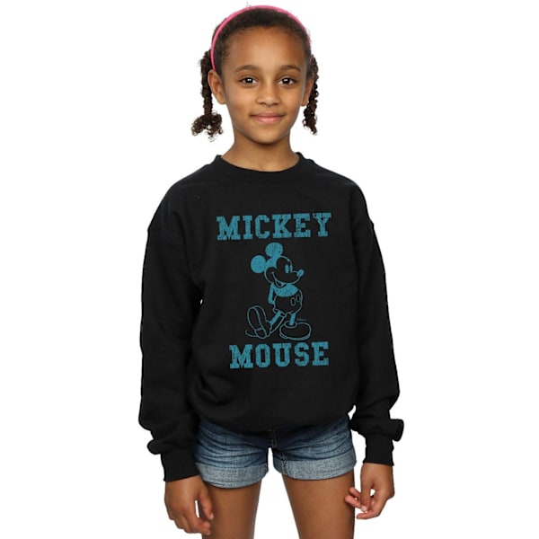 Disney Girls Mickey Mouse Distressed Kick Mono Sweatshirt 7-8 år Black 7-8 Years