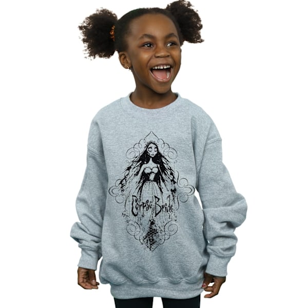 Corpse Bride Flickor Skissad Brud Sweatshirt 5-6 År Sport Grå Sports Grey 5-6 Years