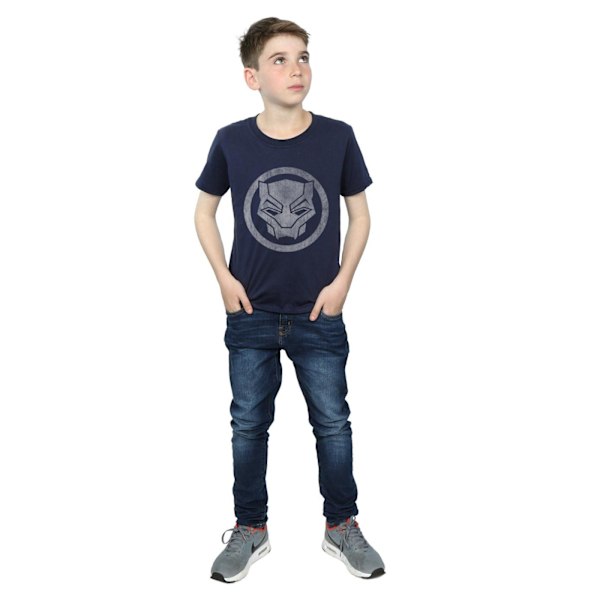 Marvel Boys Black Panther Distressed Icon T-Shirt 7-8 år Marinblå Navy Blue 7-8 Years