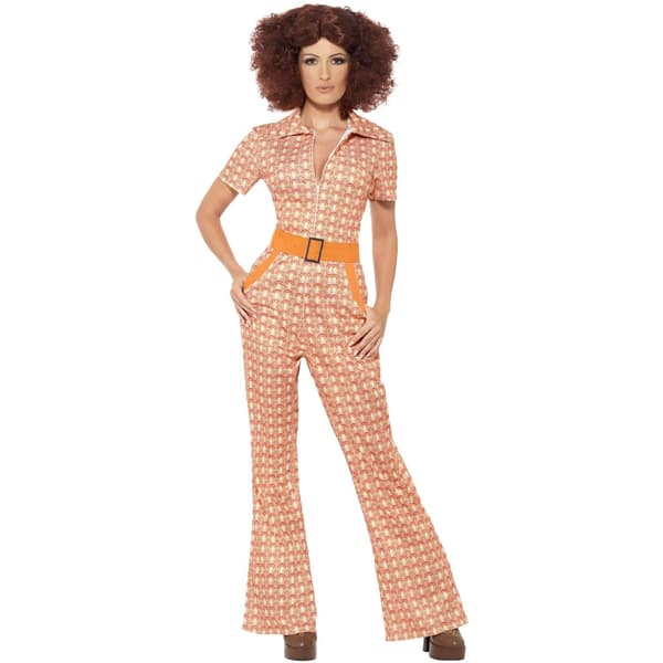 Smiffys Dam/Dam Authentic 70-tals Chic Kostym M Orange Orange M