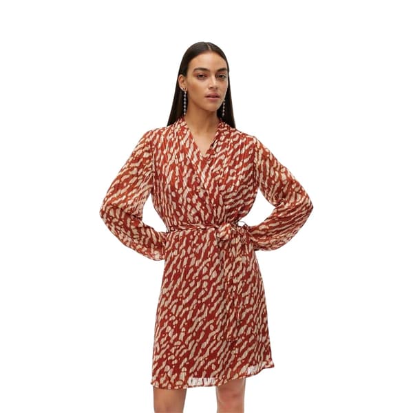 Vero Moda Dam/Dam Rie V-ringad Omlottklänning 8 UK Fired Brick Fired Brick 8 UK