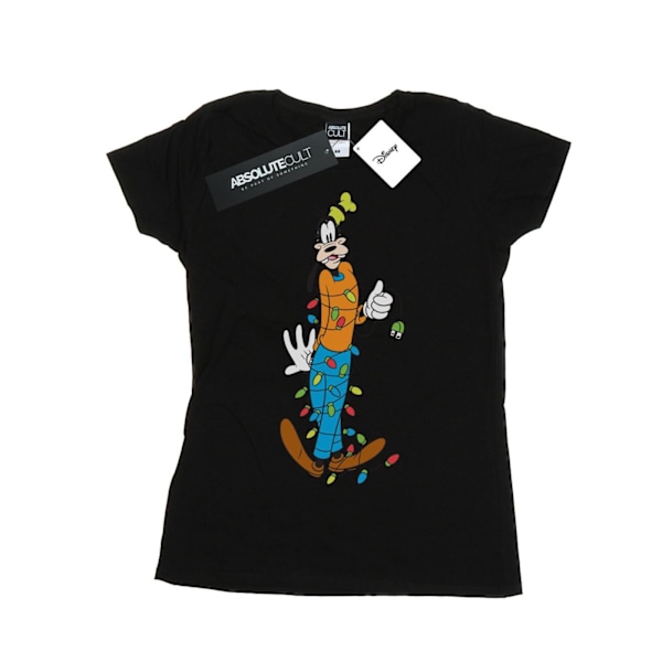 Disney Dam/Dam Goofy Julbelysning Bomull T-shirt M Svart Black M