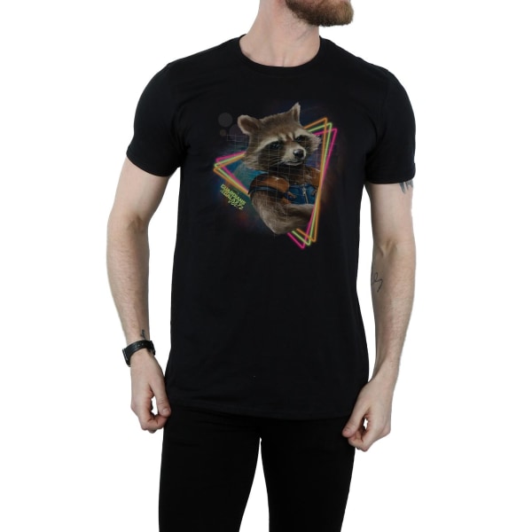 Guardians Of The Galaxy Mens Rocket Raccoon Neon bomull T-shirt Black M