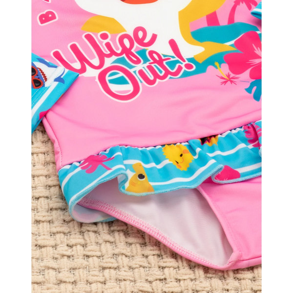 Baby Shark Girls Wipe Out! Långärmad One Piece Baddräkt 5-6 Blue/Pink 5-6 Years