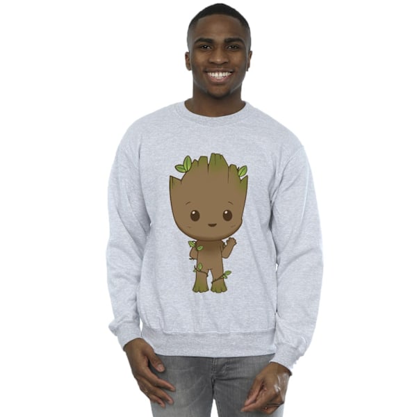 Marvel Mens I Am Groot Chibi Wave Pose Sweatshirt S Sports Grey Sports Grey S