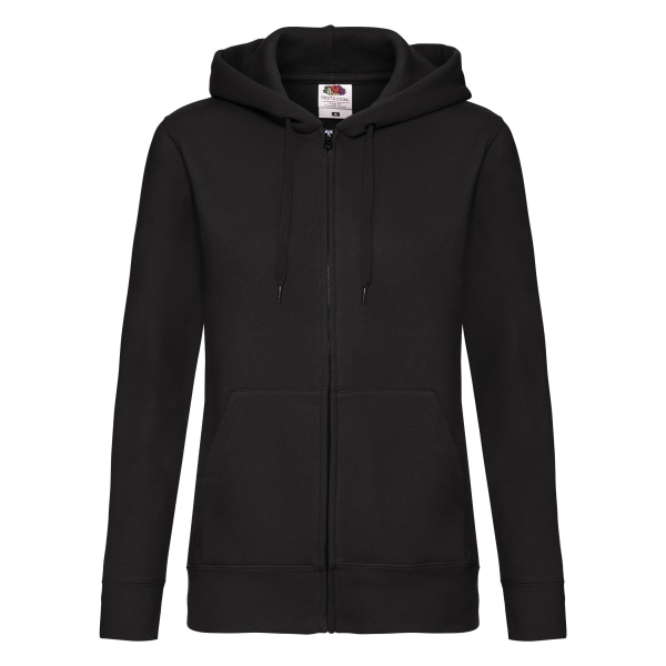 Fruit of the Loom Dam/Ladies Premium Lady Fit Hoodie med dragkedja Black 14 UK