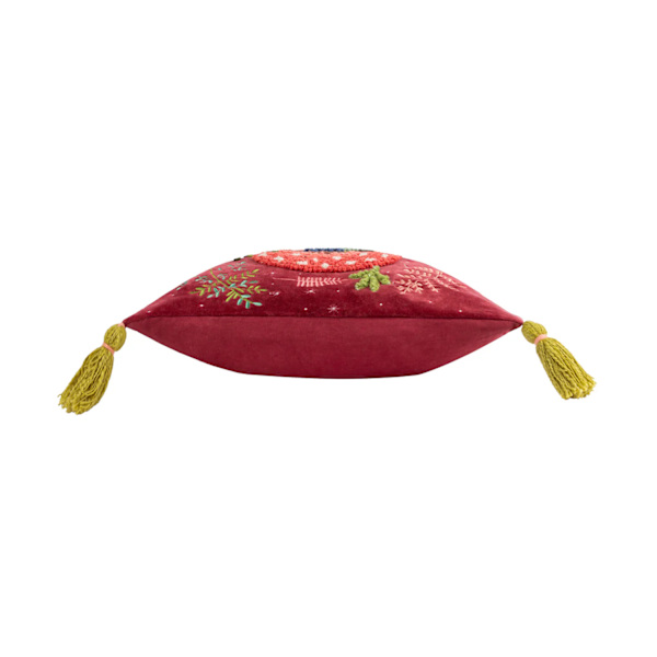 Wylder Broderad Svampkuddfodral 45cm x 45cm Rubinröd Ruby Red 45cm x 45cm