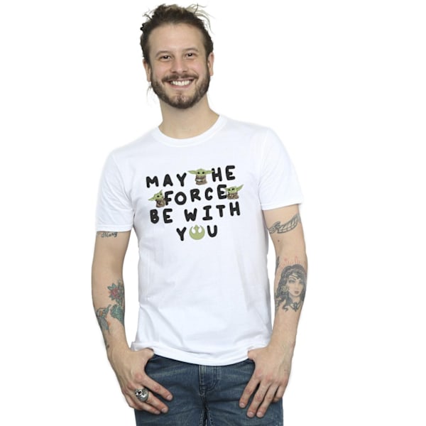 Star Wars The Mandalorian Grogu May The Force Be With You - T-shirt för män White 4XL