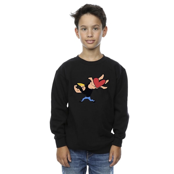 Johnny Bravo Boys Heart Present Sweatshirt 7-8 år Svart Black 7-8 Years