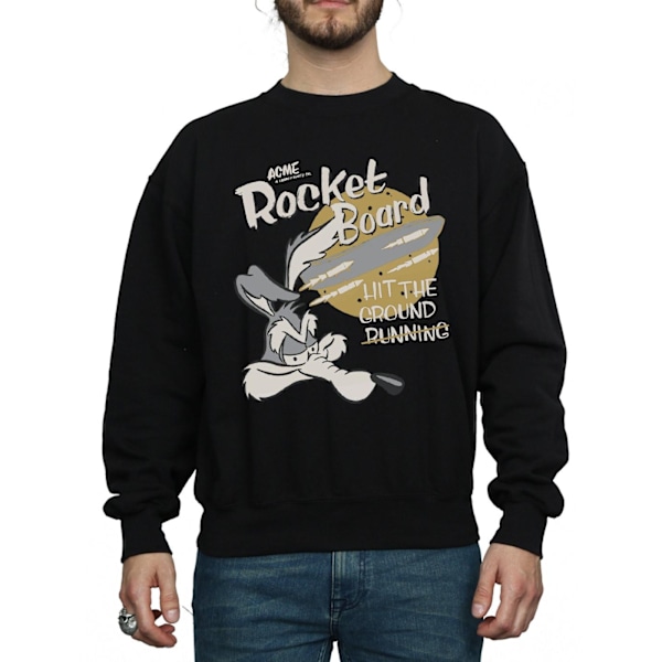 Looney Tunes Mens Wile E Coyote Rocket Board Sweatshirt XL Svart Black XL