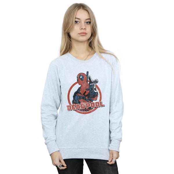 Marvel Dam Deadpool Pistol Finger Sweatshirt M Sports Gr Sports Grey M