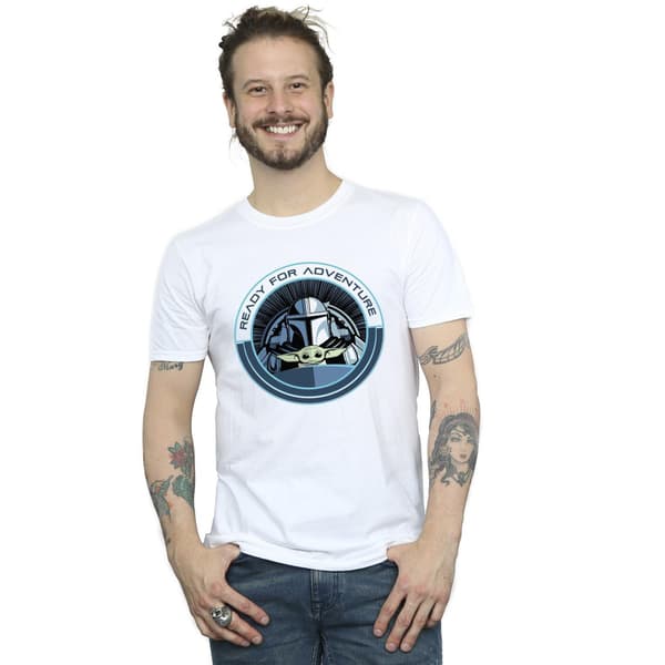 Star Wars Herr The Mandalorian Grogu Redo För Äventyr T-shirt White M