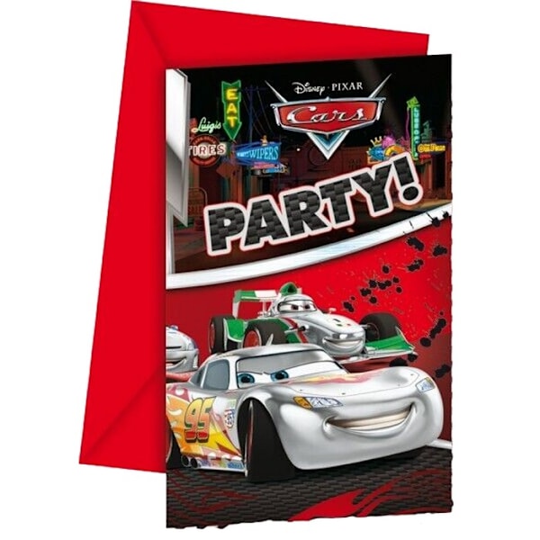 Cars Silver Cup Race Inbjudningar (Paket med 6) En Storlek Svart/Röd Black/Red One Size