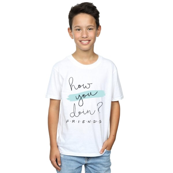 Friends Boys How You Doin? Handskrift T-shirt 5-6 år Vit White 5-6 Years