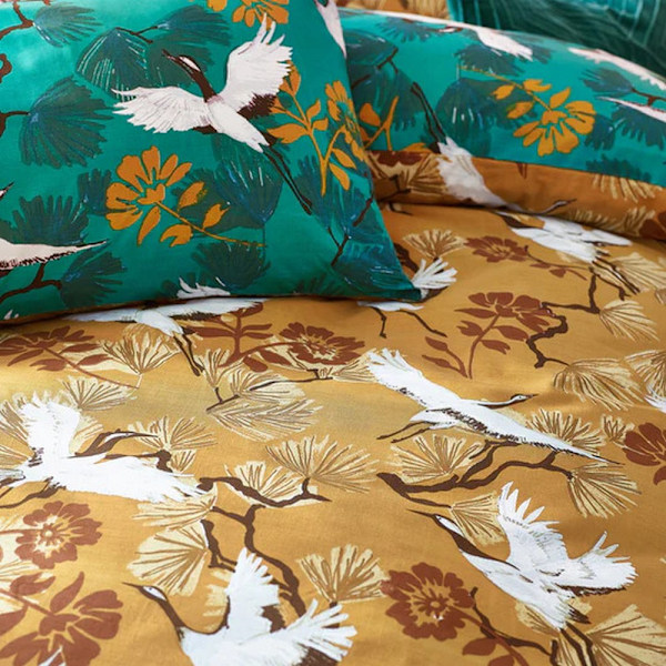 Furn Demoiselle Botanisk Påslakanset Enkelsäng Senapsgul Mustard Yellow Single