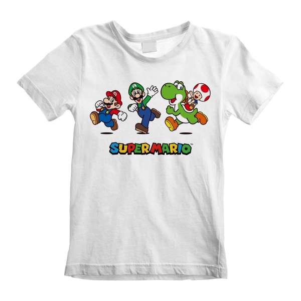 Super Mario löpar-t-shirt för barn/barn 5-6 år vit White 5-6 Years