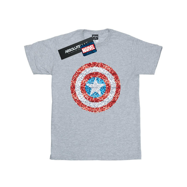 Marvel Girls Captain America Pixelated Shield Bomull T-shirt 5- Sports Grey 5-6 Years