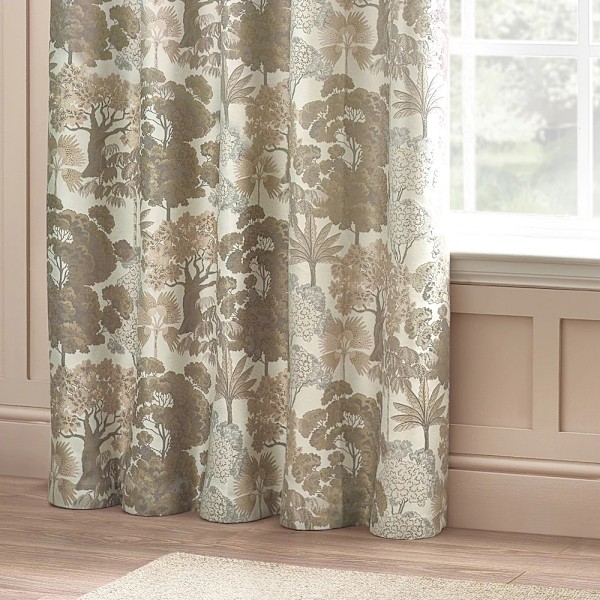 Wylder Woodlands Jacquard Blommiga Öglettgardiner 117cm x 183cm Natural 117cm x 183cm