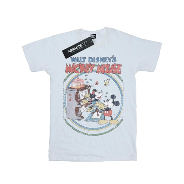 Disney Girls Mickey Mouse Piano Bomull T-shirt 5-6 år Vit White 5-6 Years