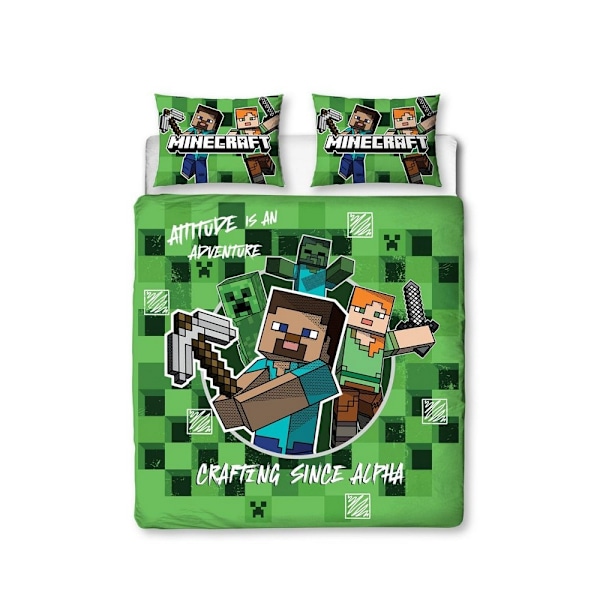 Minecraft Blocks Påslakanset Dubbel Grön/Flerfärgad Green/Multicoloured Double