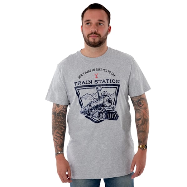 Yellowstone Mens Train Station Kortärmad T-shirt L Grå Mar Grey Marl L