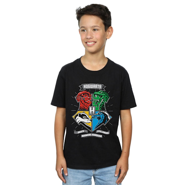 Harry Potter Boys Hogwarts Toon Crest T-Shirt 7-8 år Svart Black 7-8 Years