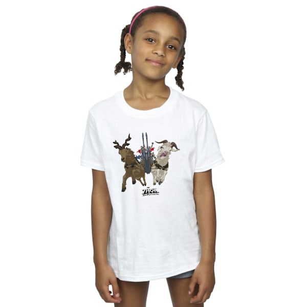 Marvel Girls Thor Love And Thunder Viking Ship Bomull T-shirt 9 White 9-11 Years