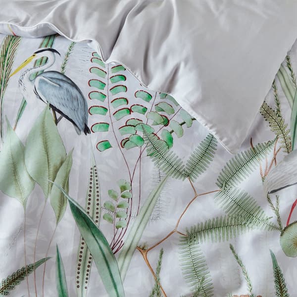 Paoletti Aaliyah Botanisk Påslakanset Enkelsäng Vit/Grön/G White/Green/Grey Single