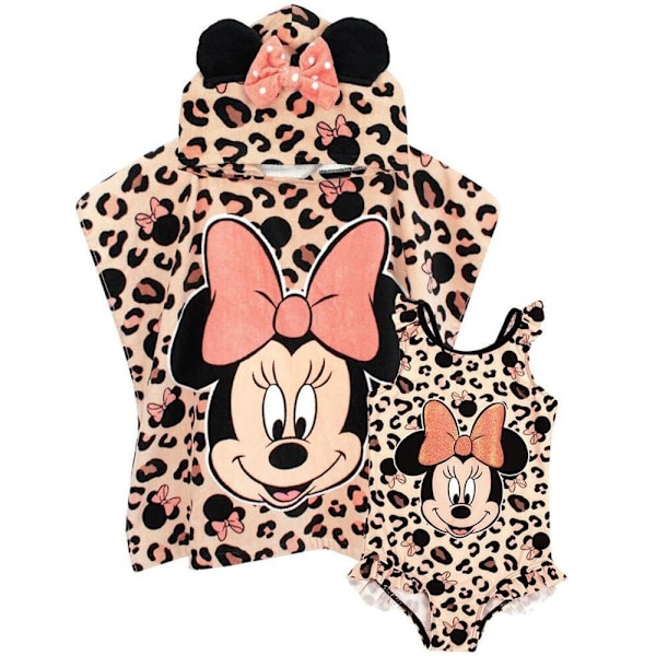 Disney Girls Minnie Mouse Baddräkt Och Poncho Set 5-6 År Rosa Pink 5-6 Years