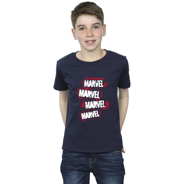 Marvel Universe Boys Grafitti Logos T-Shirt 9-11 år Marinblå Navy Blue 9-11 Years